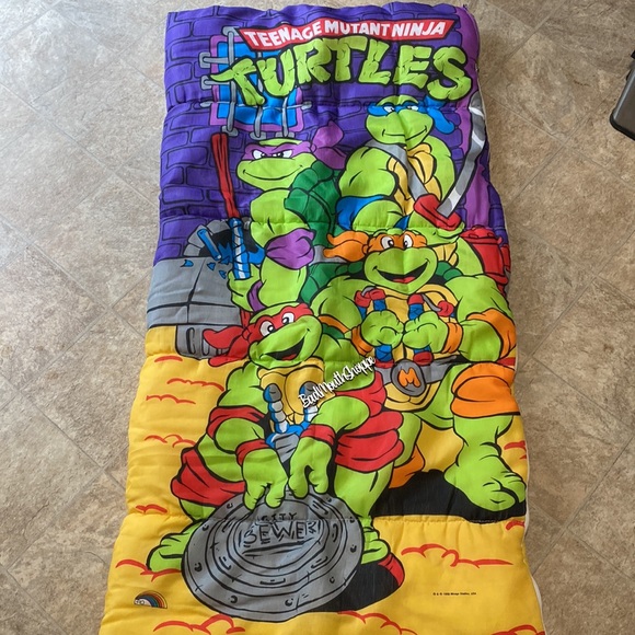 Vintage TMNT Teenage Mutant Ninja Turtles Kids Sleeping Bag - Picture 2 of 2